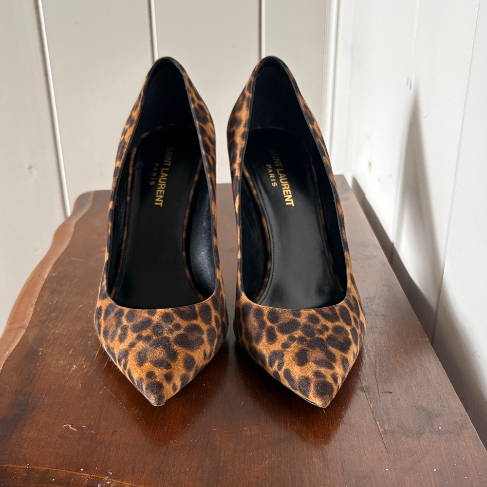 Saint Laurent Leopard-Print Pointed Pumps - Brown/Black